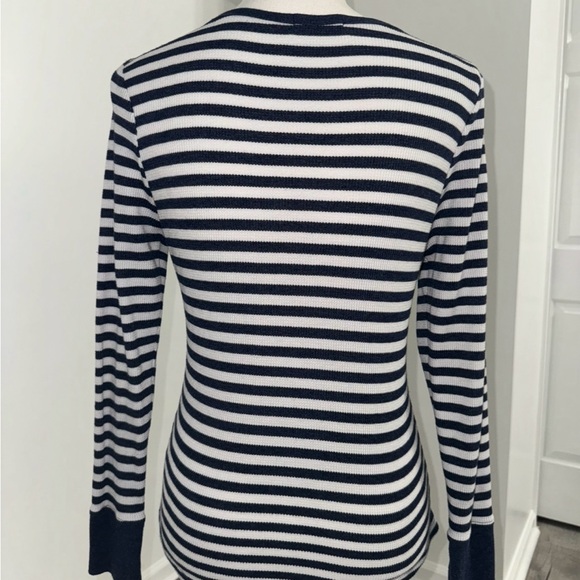 Navy Striped‎ Henley Top - Picture 4 of 6